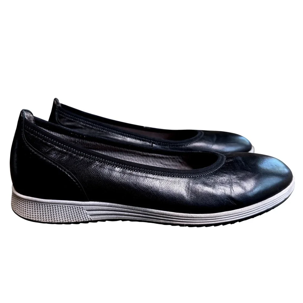 Gabor Kids - Girls Black Leather Ballet Flats Slip On Grip Sole Shoes Size 4.5